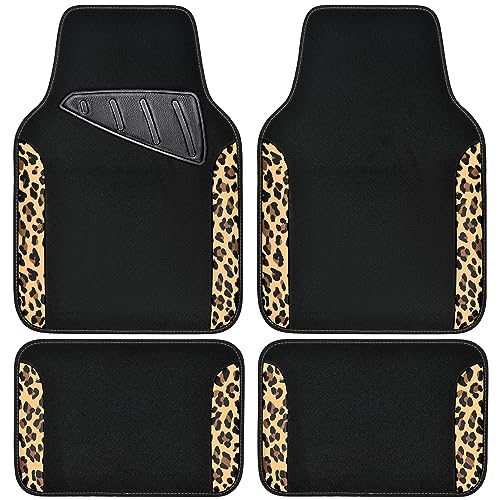 CAR PASS Waterproof Universal Fit Car Floor Mats, Leopard Print Car Mats Fit for SUV,Vans,sedans, Trucks,Set of 4pcs Car Carpet with Driver Heel Pad and Nibs Backing,for Cute Women Girl Brown Leopard by CAR PASS - Used condition - US$23.10