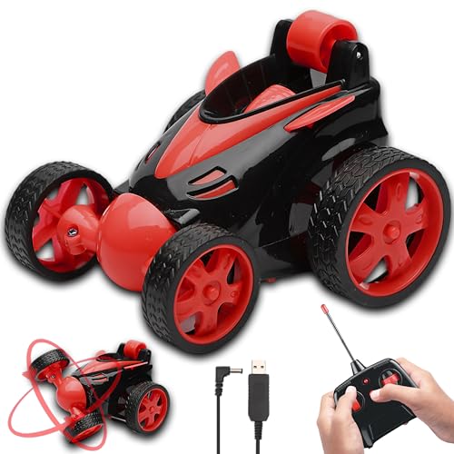 Image of Gooyo GY-2090-14 360 Rotating & Rolling Stunt Car Toy with Demo Functions | Spin, Stunt, Flip Functions | Remote Control Stunt Car Toy for Kids | Red | in-Built Battery | Gift Box Packaging