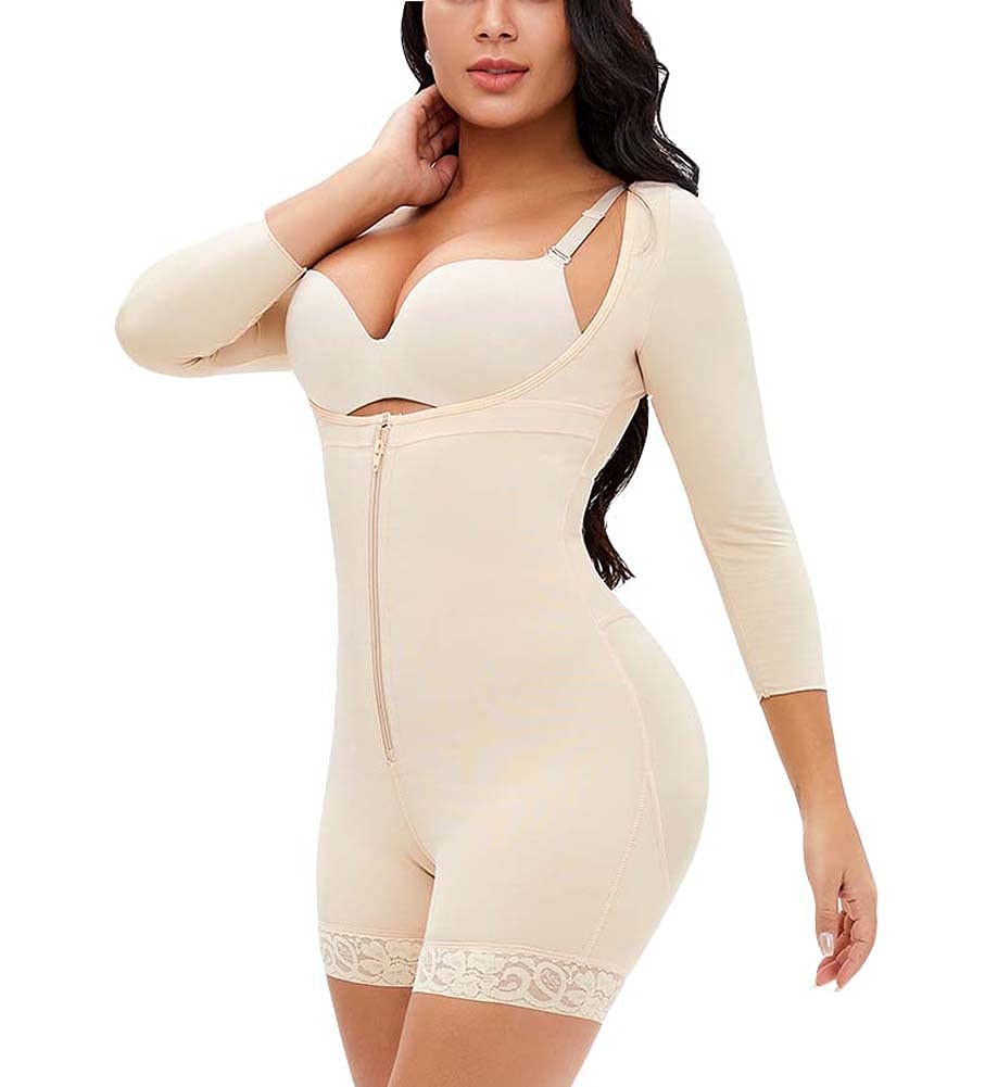 XYNSNDB Body z długim rękawem dla kobiet Wyszczuplający brzuch Butt Lifter Plus Size Body wyszczuplają talię
