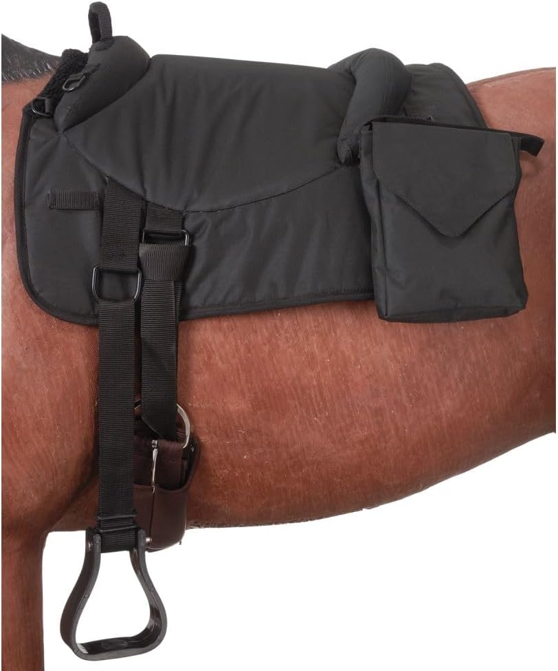 Tough1 Deluxe Bareback Pad with Accessory Bags - Black
