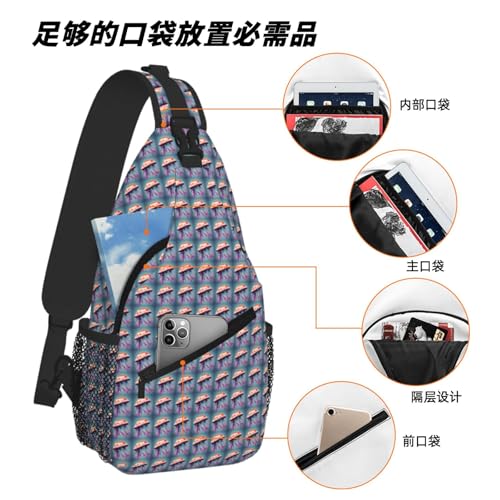 Bolsa de pecho elegante con estampado de medusas ligera diagonal 6