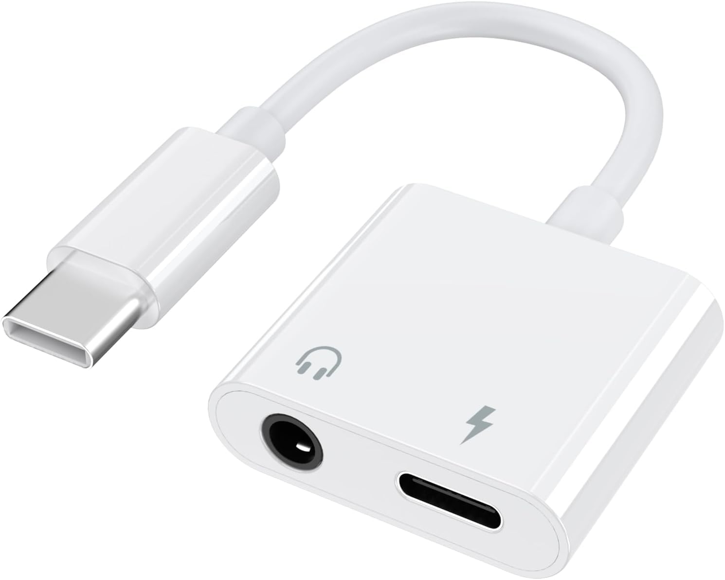 改良型 Type-C to 3.5mm イヤホンジャック 変換 タイプc イヤホン 変換 2in1 充電しながらイヤホン PD60W 高速充電 DAC搭載 に適合するiPhone17/iPhone16/15/iPad/Google/Galaxy/Android/Type-Cデバイスに対応 音量調節/通話/音楽対応 USB-C イヤホンジャック 変換 (白い)