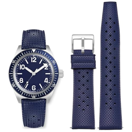 Image of FKM Rubber Watch Bands Tropical Style Quick Release Fluororubber Watch Strap 18mm 20mm 22mm Universal Soft Breathable Durable Sporty FKM Rubber Replacement Band Strap for Men Women