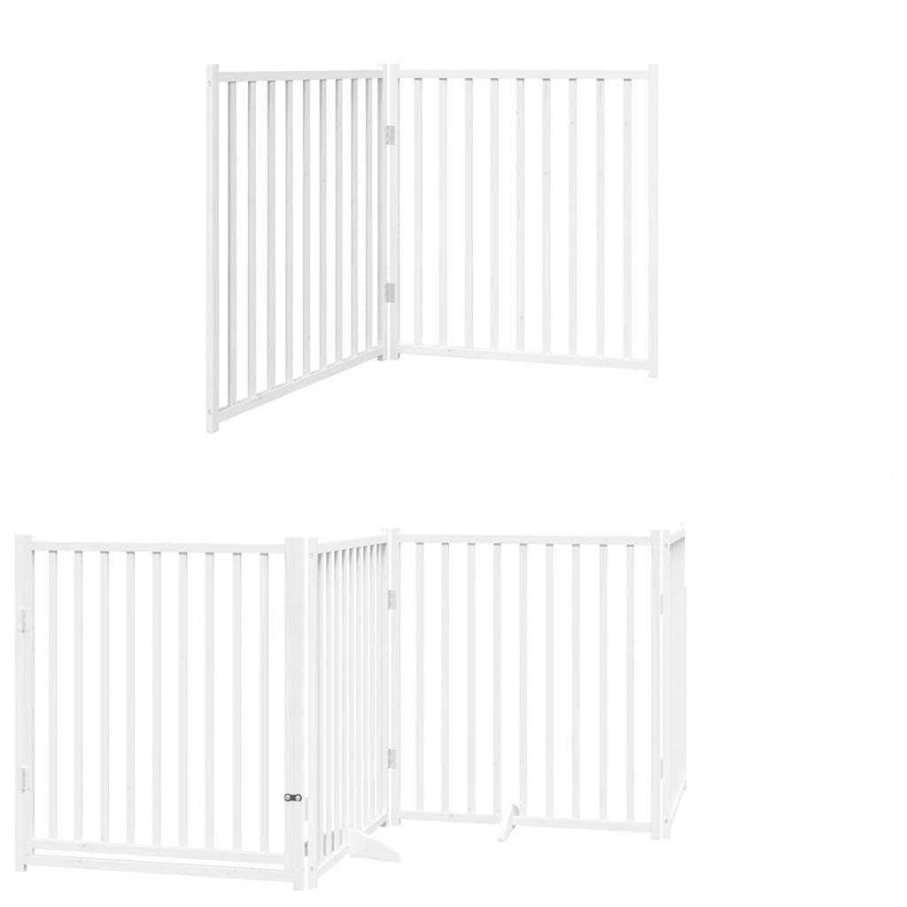 Barrière pour chien avec porte intégrée : sécurité autoportante en bois pliable