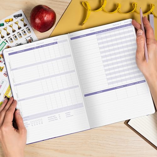 Legend Fitness & Food Journal – Nutrition & Workout Planner with Exercise Calendar & Nutrient Tracker – Gym Training & Diet Log Book for Women & Men – Lasts 3 Months, 7.5”x10” (Purple)