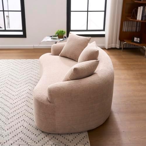 Curved Loveseat Sofa with Full Compression Sponge, Great for Small Spaces, Apartments (Beige)