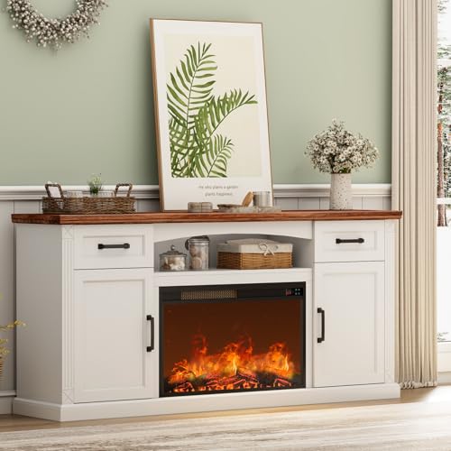 Allstand TV STAND-FIREPLACE Tv Stand For Up To 80 Inch Tv, 32 Inch Tall Entertainment Center With Fireplace, Farmhouse Tv Stands With Electric Fireplace thumb #7