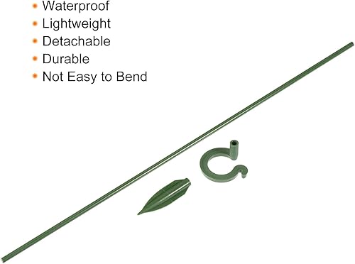 Miniatura 5 de MECCANIXITY Estacas de soporte para plantas, clips de anillo de plástico de 10.6 pulgadas para plantas de jardín, flores, color verde, paquete de 5