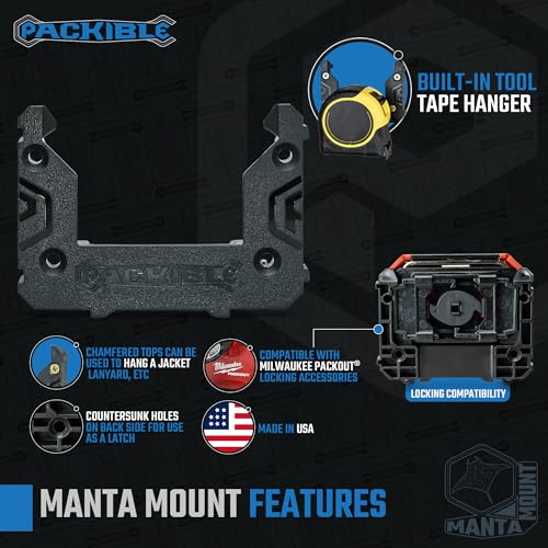Packible Tool Manta Mounts – Montageklampen kompatibel mit Milwaukee Packout® Locking Packout Zubehör, PT-1250 – Ansicht 2
