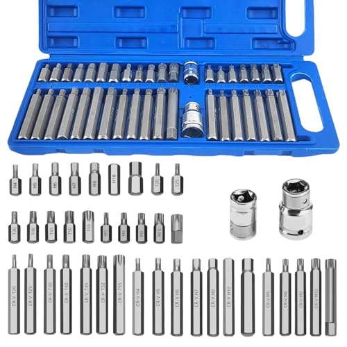 Lot de 40 tournevis Torx à boussole, embouts tête de prune, hexagonal et spline, douilles 1/2 et 3/8 pouces, pour atelier et usine