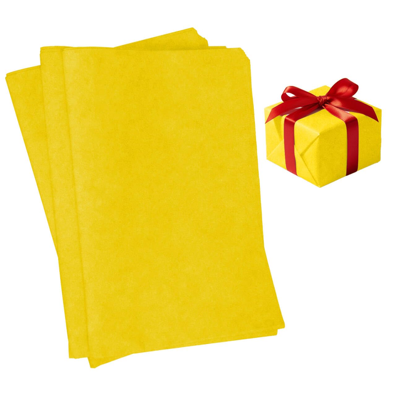 60 Sheets Yellow Tissue Paper for Packaging, 35x50cm Gift Wrapping Paper, Yellow Tissue Papers Sheets for DIY Crafts, Gift Packaging, Flower Art, Birthday Decoration, Valentines