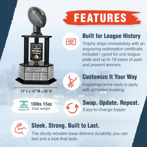 Image of TrophySmack 19-Year Perpetual Fantasy Football Trophy
