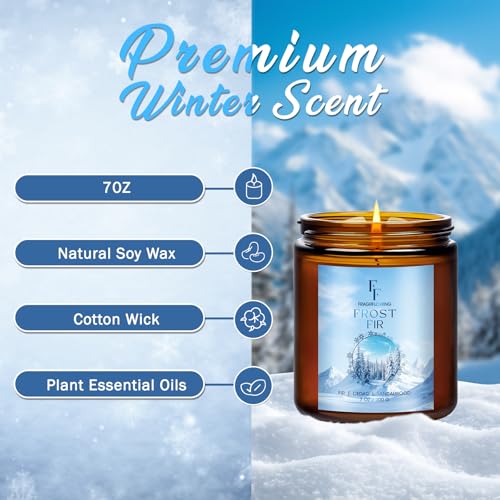 Image of Winter Candle, Frost Fir Scented Candles for Home, Holiday Candles Natural Soy Candle, Aromatherapy Candle 7 oz Jar Candles Winter Gifts for Women Men