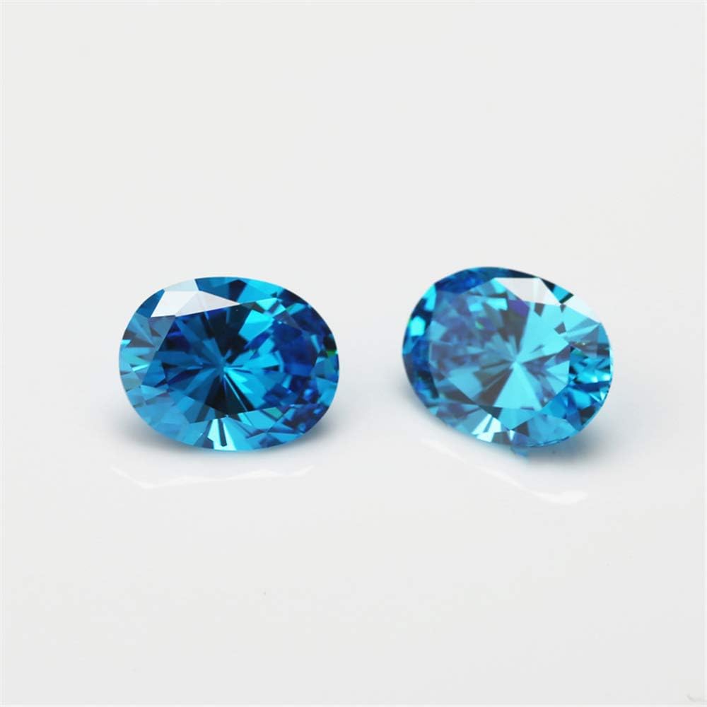 JINGANGZUO 10pcs 9x11mm Oval Sea Blue Color Cubic Zirconia Stone AAAAA Loose CZ Stones for Necklace Pendants Earring Bracelet Rings Jewelry DIY Craft Making