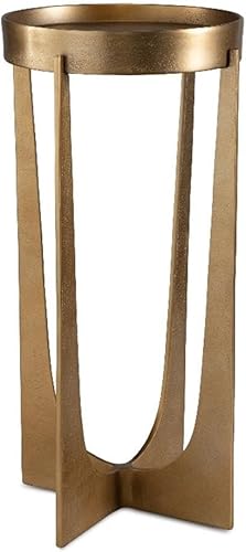 BOWERY HILL Mesa decorativa de aluminio de 24.3 pulgadas de alto x 12.2 pulgadas de ancho x 12.2 pulgadas de profundidad en latón antiguo