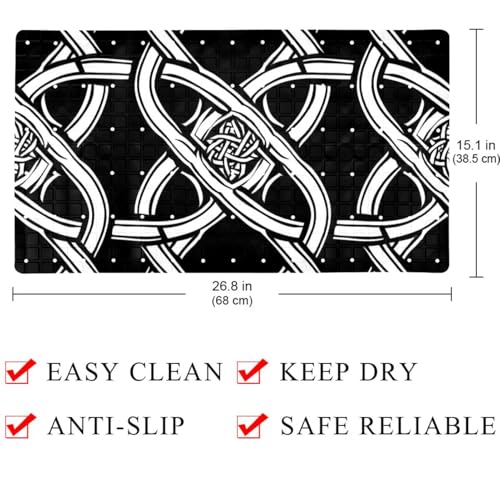 Tapis de bain antidérapant extra long à motif celtique monochrome