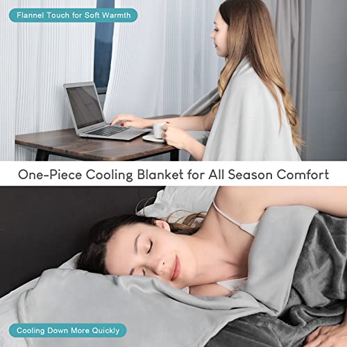 Image of Cottonblue Cooling Blanket Queen Size, Summer Blankets for Hot Sleepers & Night Sweat, Fleece Lightweight Blanket Cool Blanket for Bed Couch, Reversible Throw Blanket for All Season, Grey, 79 inch*91 inch