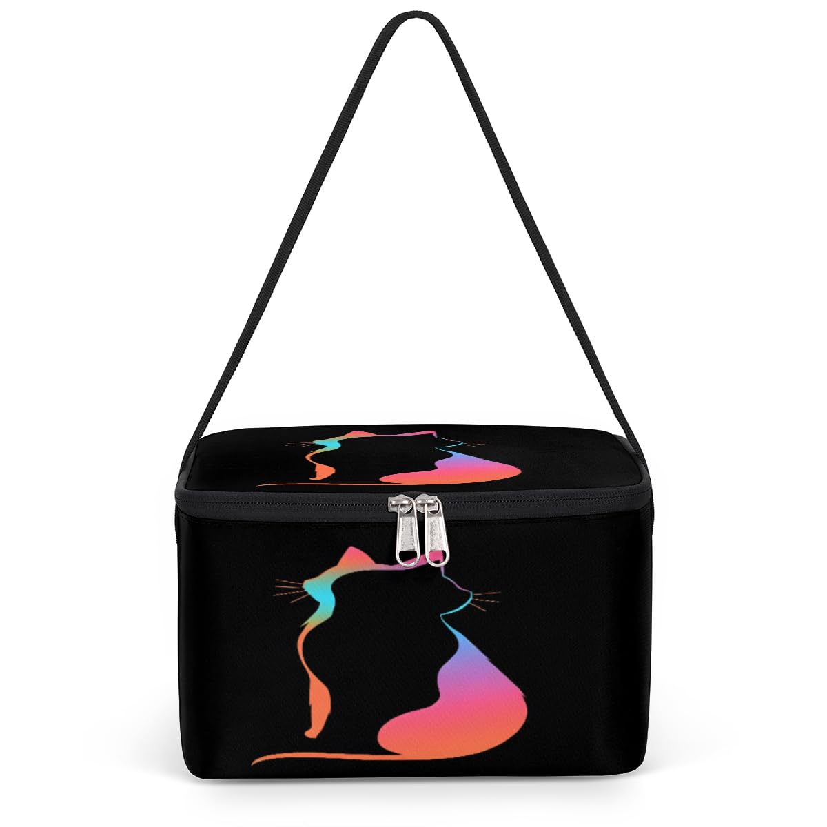 GzLeyigou Silhouette of Cat Lunch Bags for Women Men 9 Cans, Hot & Cold Food Delivery Bag Insulated Grocery Bag Insulated Lunch Box Black Cat Cooler Bag for Office Work Picnic Beach