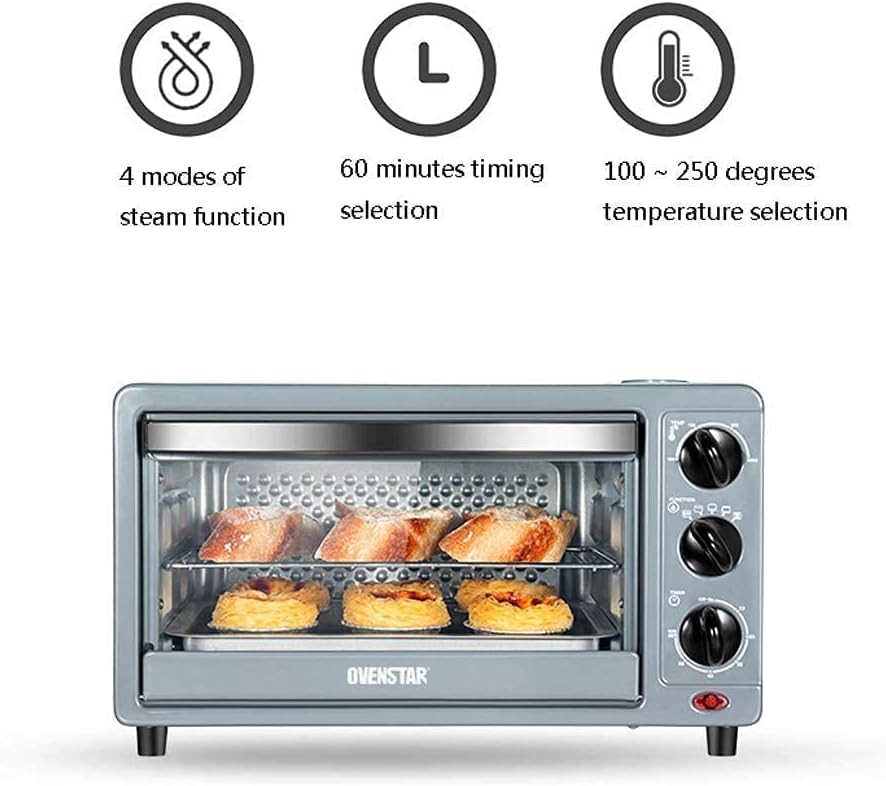 Home Steam Mini Desktop Steaming and Baking All-in-one Oven 14L Full Temperature Type Independent Temperature Adjustment Baking Up and Down Temperature Setting 0-250 ℃ and 60 Minutes Timer C Aestheti