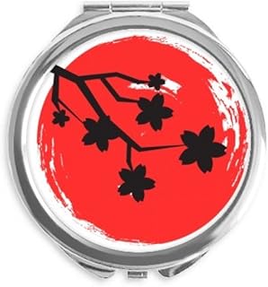 Brush Painting Japan Pattern Hand Compact Mirror Round Portable Pocket Glass