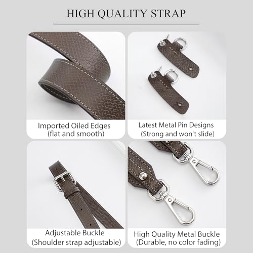 Image of 4 Buckles Purse Strap Replacement Compatible with Longchamp S /M Bag, Anti-Slip Leather Bag Straps Conversion Kit, Handbags Crossbody Shoulder Strap Adjustable for Women(Earth Gray)