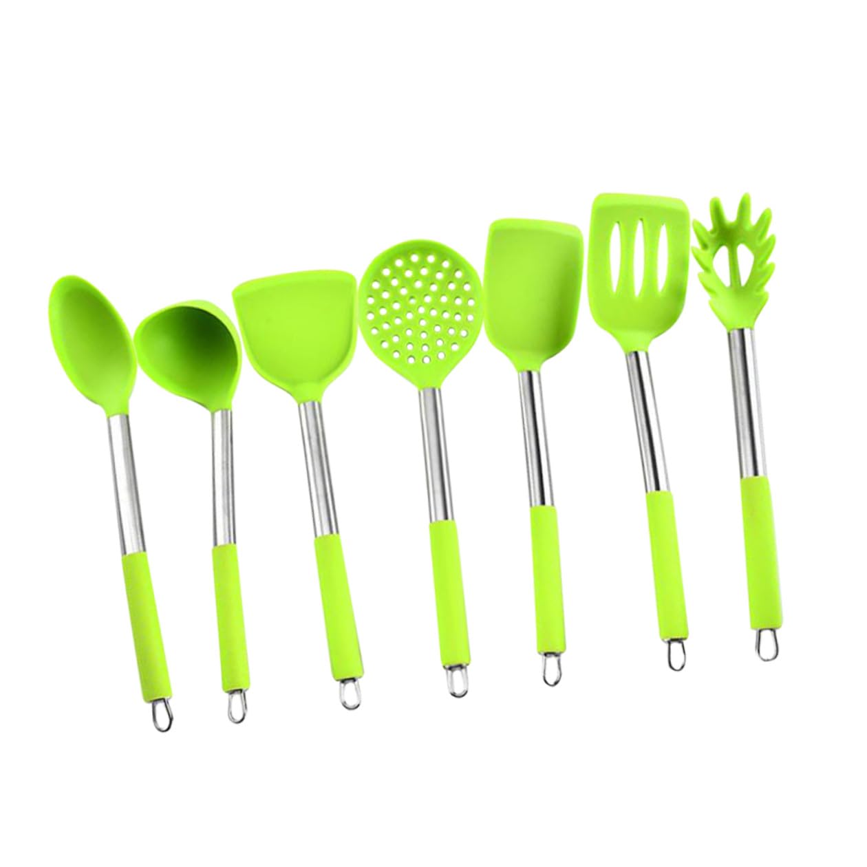 Set Utensili Cucina Silicone 7 Pezzi Manico Acciaio Inox