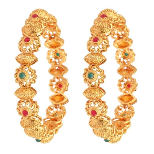 Image of Efulgenz Indian Style Bollywood Gold Plated Rhinestone Crystal Bridal Wedding Bracelet Bangle Set Jewelry