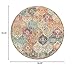 Lahome Moroccan Trellis Washable Round Area Rug, Round Rug 5ft Soft Non-Slip, Non-Shedding Distressed Circle Carpet for Bedroom Living Room Bathroom Nursery Kitchen, Cream/Multi