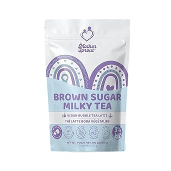 Mother Sprout Brown Sugar Milky Tea Vegan Lactation Drink Mix Bubble Tea Latte Flavor for Breastfeeding, Supplement to Support Breast Milk Supply, 12 Servings