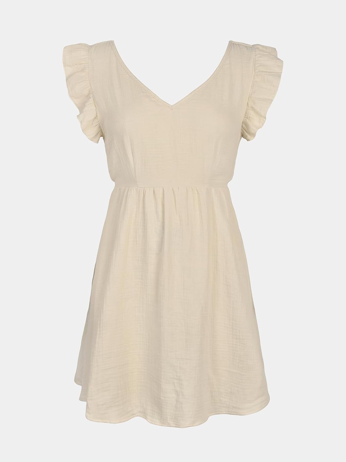 CUPSHE Women's Mini Dresses V Neck Flutter Sleeve Cotton A Line Short Summer Cover Up Dress - Image 4