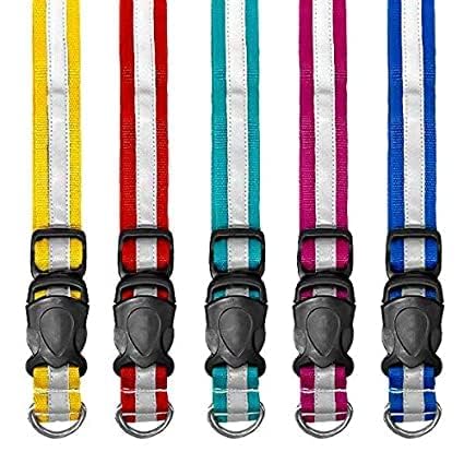0 Agirav Reflective Dog Collar For Small, Medium, Large Dogs, Super Light Weight Collars With Adjustable Length And Heavy Duty Metal D Ring (Pack Of 5, Multicolor),15 cm,W_5 cm