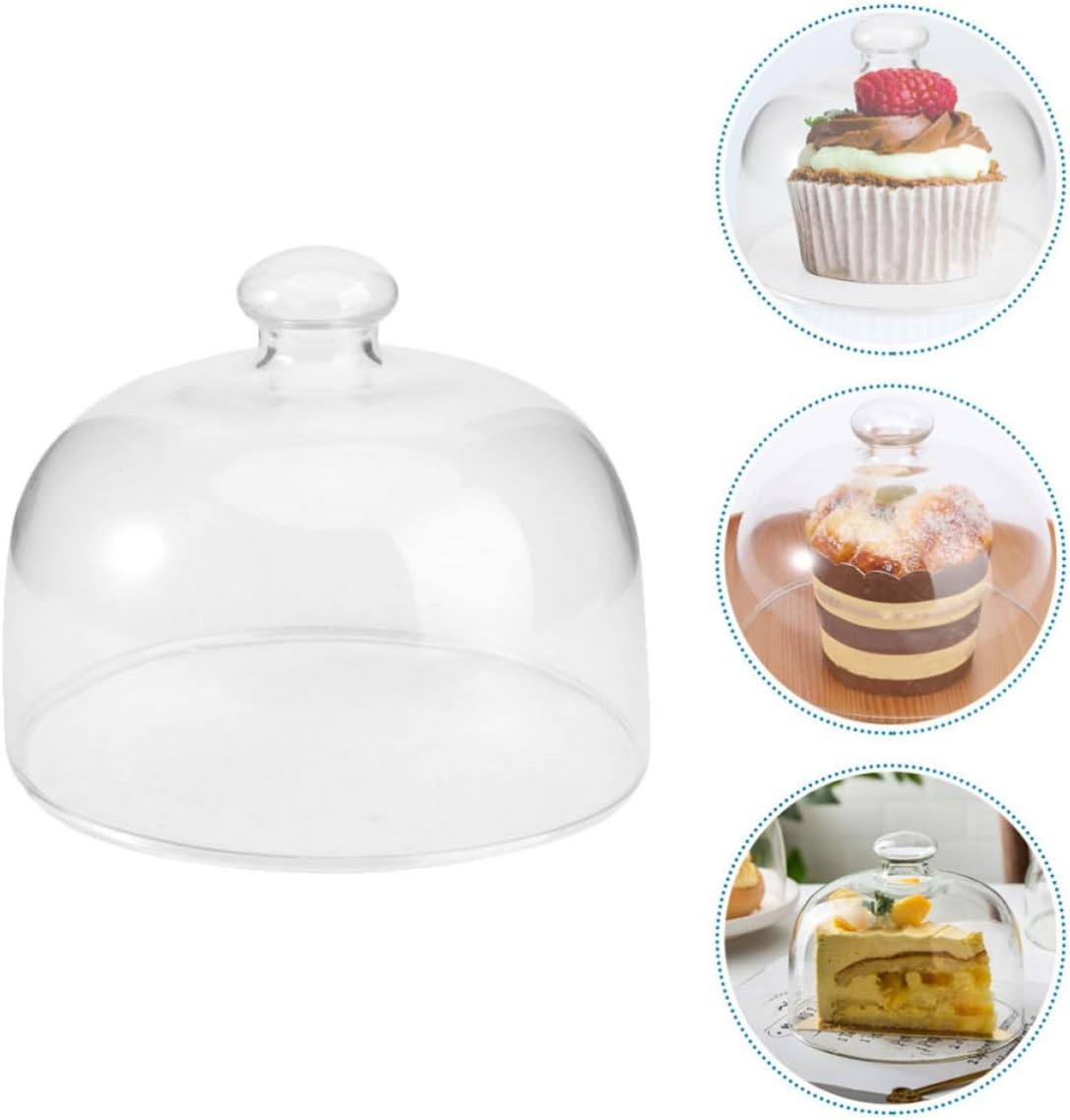 2pcs Glass Food Dust Cover Dome, round Small Cake Dome with High Transparency for Everyday Use and Display, Food Cover for Fruits and Desserts