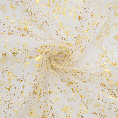 Artoid Mode 6Pcs Beige Gold Gauze Table Runner 120 Inch 10FT, Glitter Metallic Foil Sheer Dining Wedding Anniversary Holiday Birthday Table Decor for Home Party - Image 6