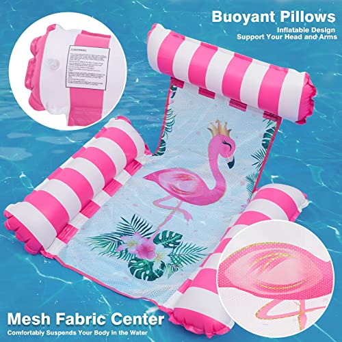Water Hammock Lounger - 2 Packs Pool Float For Adults Inflatable Swimming Pool Hammock Floaties Multi-Purpose Pool Floating Lounge Bed For Summer Outdoor Pool Beach Lake (Flamingo & Mermaid) #TOP1