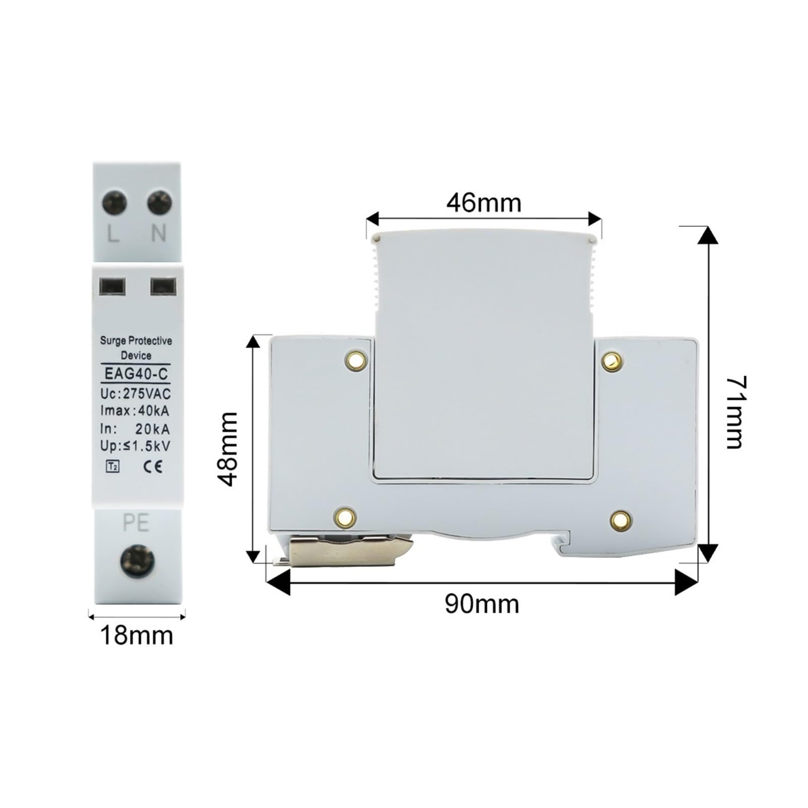 1P+N AC protector 20KA~40KA 275V domowe zabezpieczenie przeciwprzepięciowe ogranicznik niskiego napięcia