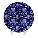 TZTTZT Orologi da parete a batteria da 25,4 cm, stampa polpo viola kawaii, moderni, silenziosi, piccoli orologi da parete per soggiorno, cucina, ufficio, bagno, decorazione decorativa con supporto
