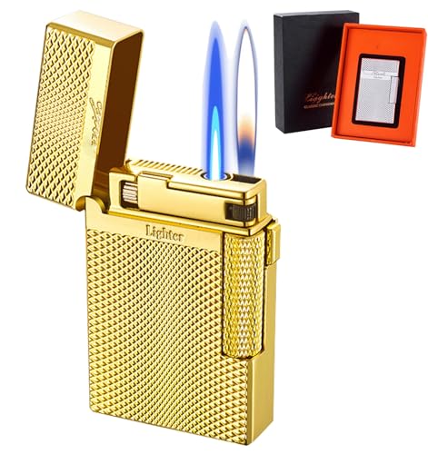 Encendedor Dual Llama Ajustable Metal Dorado miniatura 1