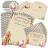8 Sets Letter from Santa Kit Christmas Official Letters & Certificate from Santa Claus - Writing Kit for Christmas Nice Wish List Certificate with Envelopes for Christmas