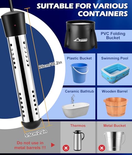 Ducha portátil 2026 mejorada para camping con calentador, ducha recargable con pantalla LED inteligente, cubeta plegable de 5 gal, 4 modos de rociado, ducha portátil para viajes, baño de mascotas, lavado de autos miniatura 6
