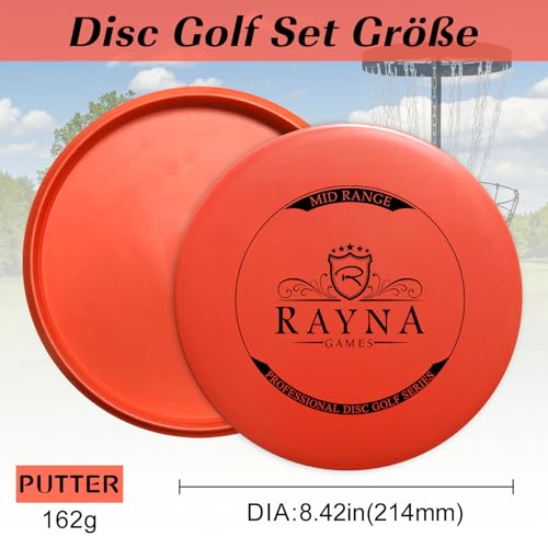 RAYNA GAMES 6 Stück Disc Golf Scheiben Set, Professional Disc Golf Set,Reguläre Größe Discgolf Scheibe für Erwachsene,Putter Midrange Driver Disc Perfect Outdoor Spiele