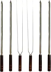 Kit 6 Espetos Artesanais Inox P/Churrasco