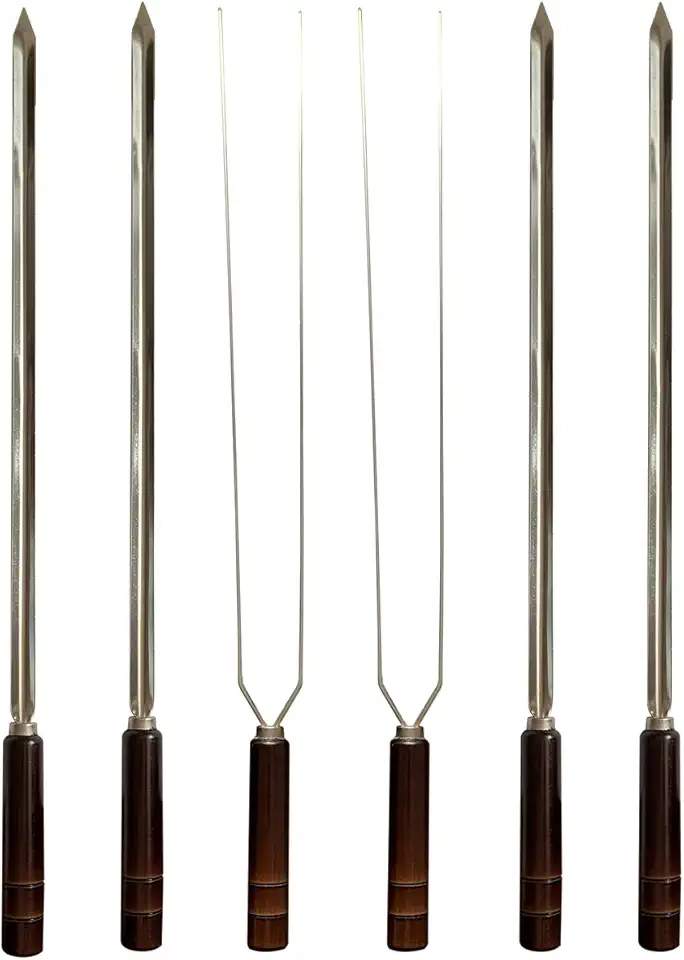 Kit 6 Espetos Artesanais Inox P/Churrasco