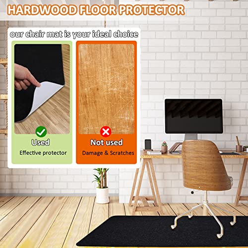 Homemall Office Chair Mat For Hardwood And Tile Floor, Computer Chair Mat, Non-Slip Floor Protector Rug Carpet, Non-Curve, Under Desk Mat For Rolling Chair, Black(48"X36") #TOP3