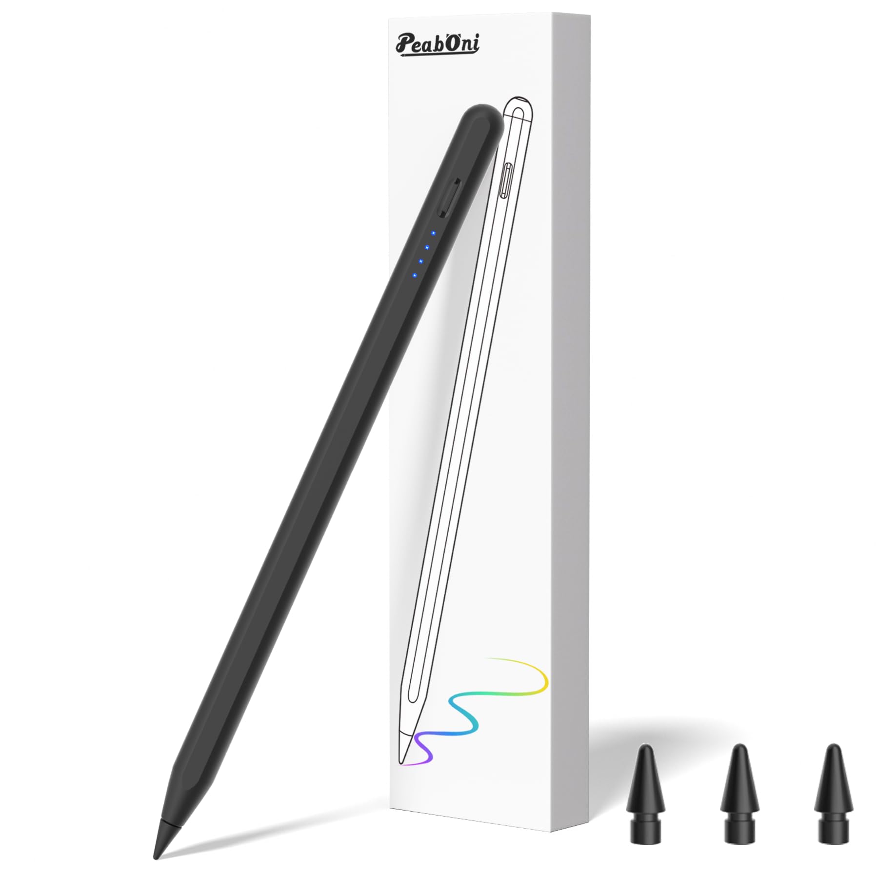 Peaboni タッチペン ipad ペン 第2世代 15分Type-C急速充電 たっちぺん 対応 iPad 2018-2025 磁気吸着機能 アップルペンシル 超高感度 パームリジェクション機能 対応 iPad Pro air mini （ブラック）