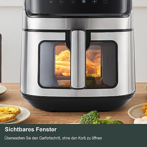CLIPOP Grote digitale heteluchtfriteuse thuisgebruik energiebesparend zichtbaar kookvenster Airfryer met 8 functies inc Air Fryer, bakken en braden, digitaal touchscreen Air Fryers oven, olievrije - Afbeelding 5