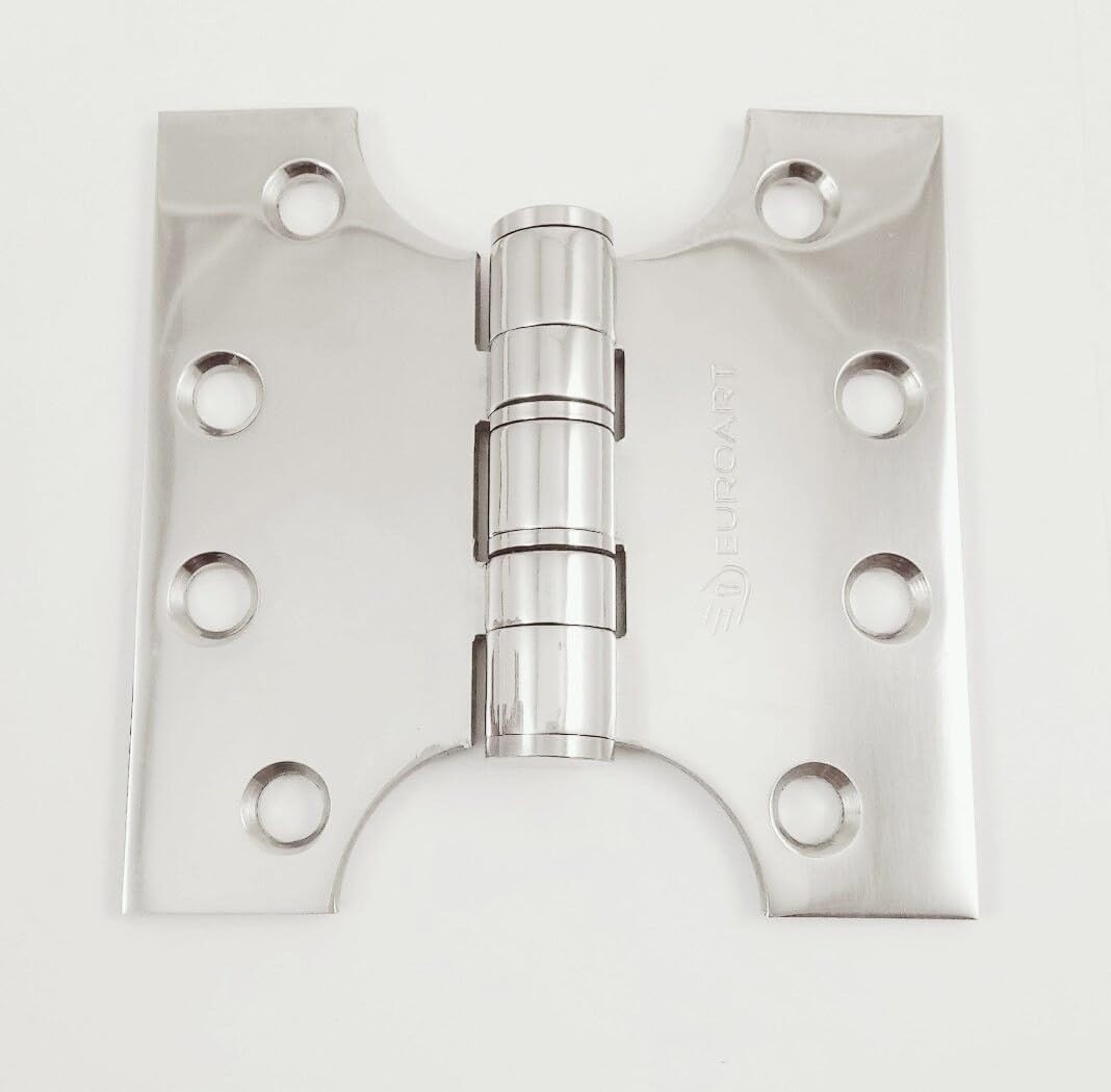 Euroart Polished Stainless Steel Parliament Hinge Washered Dimensions 100X100x3.5mm Perfect For Doors That Need To Open Fully Past The Frame. (Polished Stainless Steel)