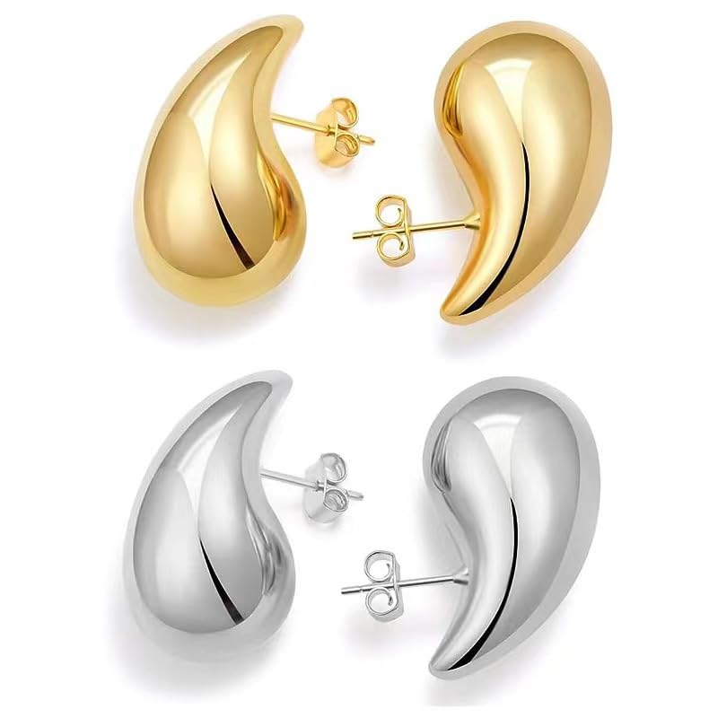Yohong Orecchini a Goccia Oro, Orecchini a Goccia d'acqua, 18k Chunky Orecchini Gioielli, Anallergici Donna Orecchini Goccia Oro Gioielli Ipoallergenici Regalo