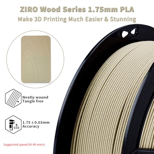 Image of ZIRO 1.75mm PLA Filament, Contain Real Wood Flour, 2.2lbs Hard Maple Wood