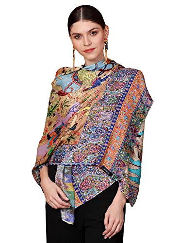 Image of Pashtush Women Pashtush Womens fine Soft Bamboo Stole, Shikaardar Print Design