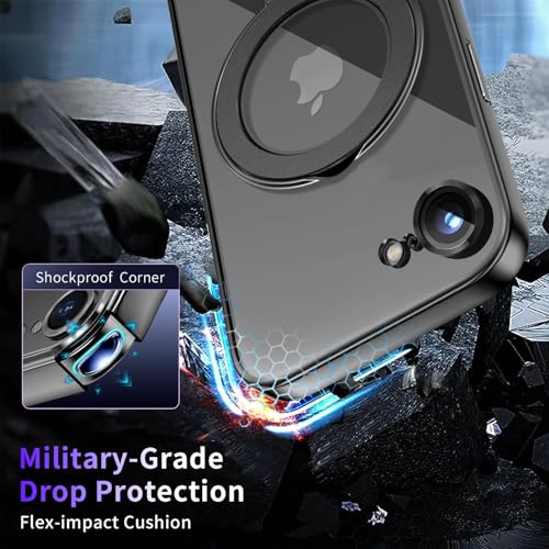Image of Magnetic for iPhone 16E /17E Case with Invisible Stand[Compatible with MagSafe][Full Camera Lens Protector][Military Drop Protection] Shockproof Not Yellowing Clear Slim Soft for Women Men